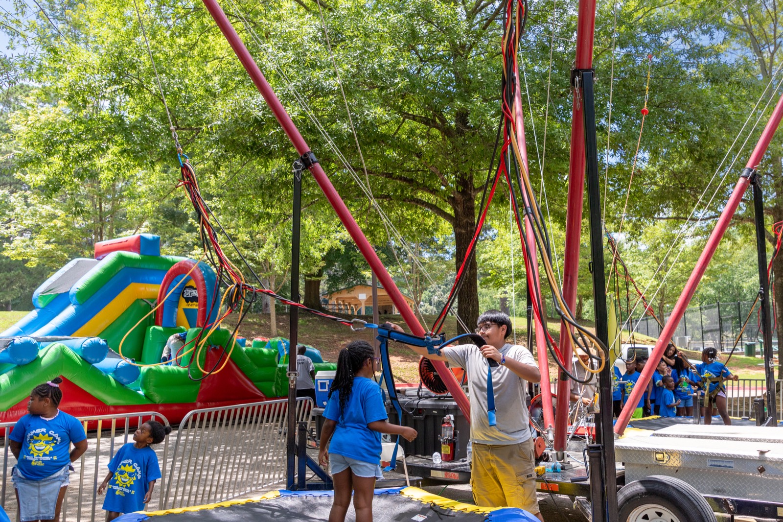 Kids enjoying the bungee jump at Turbo Day