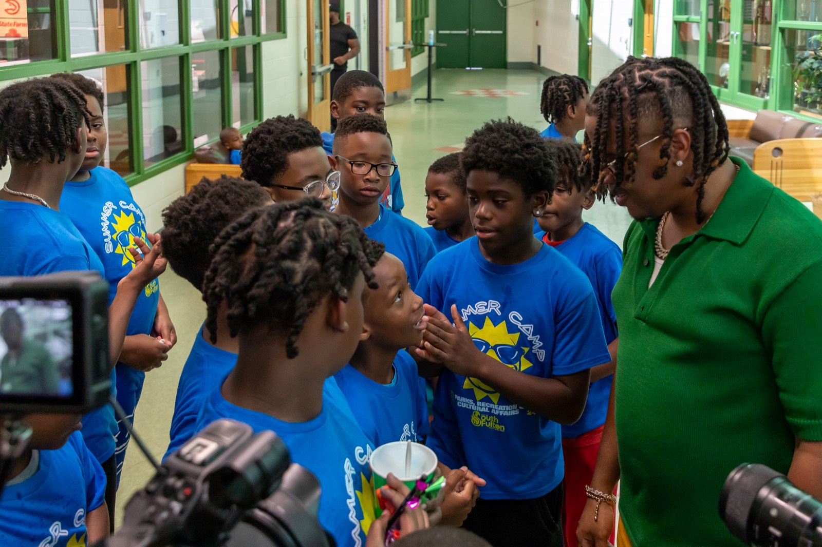 Kids being interviewed at Turbo Day